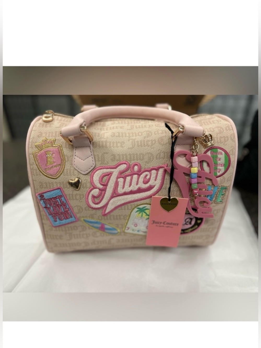 JUICY COUTURE RUN THE WORLD SATCHEL CROSSBODY BAG - SANDSTONE - NWT